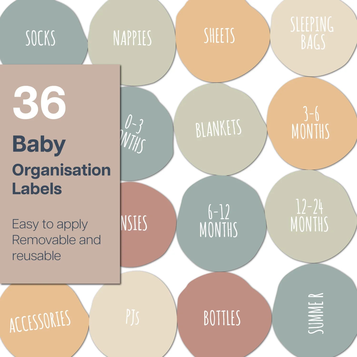 Baby Organisational Labels - Multi Bright - Organisation