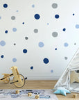 Blue & Grey Polka Dot Wall Decal - Decals Dots