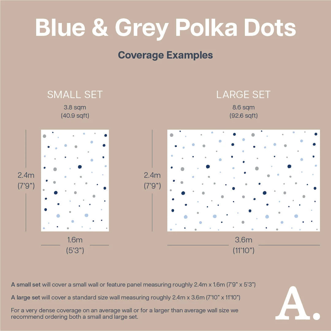 Blue & Grey Polka Dot Wall Decal - Decals - Polka Dots