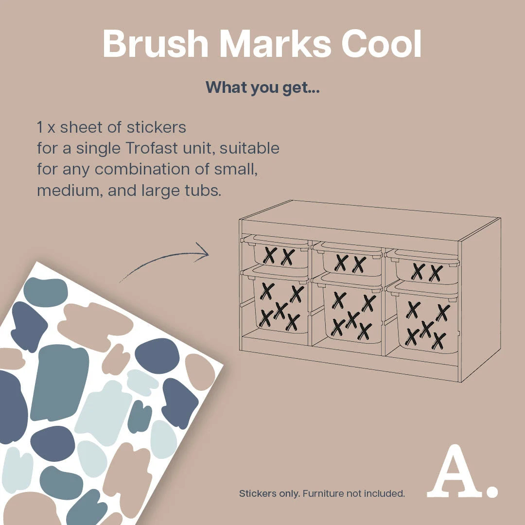 Brush Marks Cool - Storage Tub Decals - Organisational Tubs