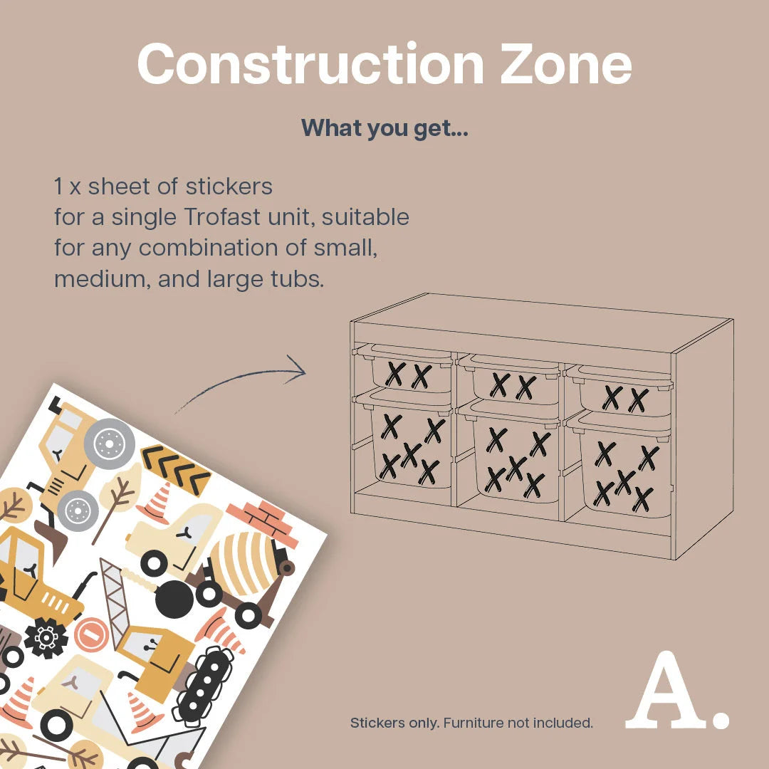 Construction Classic - Storage Tub Decals - Organisational