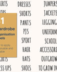 Kids’ Wardrobe Labels - Clear Rectangular Organisation