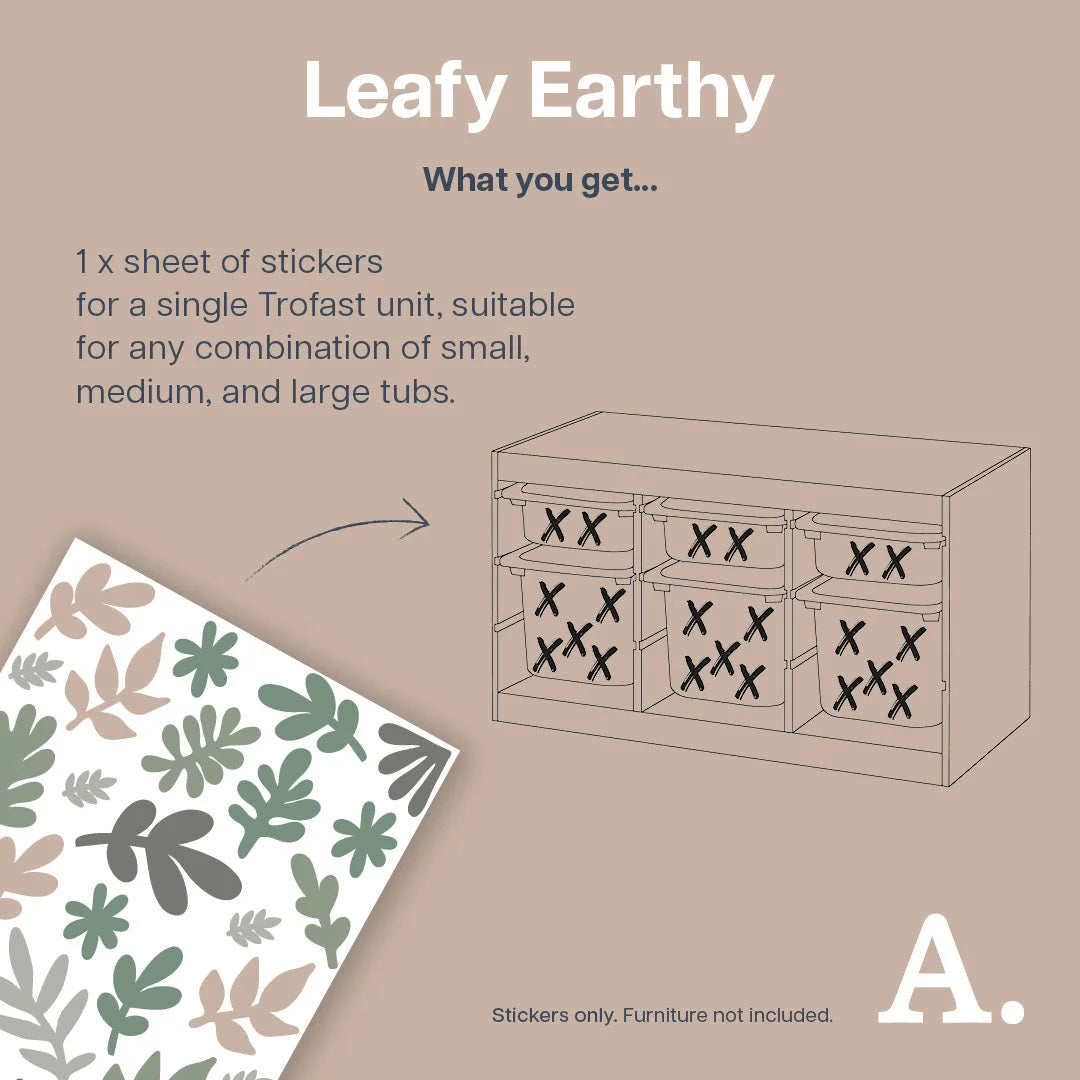 Leafy Earthy - Storage Tub Decals - Organisational Tubs