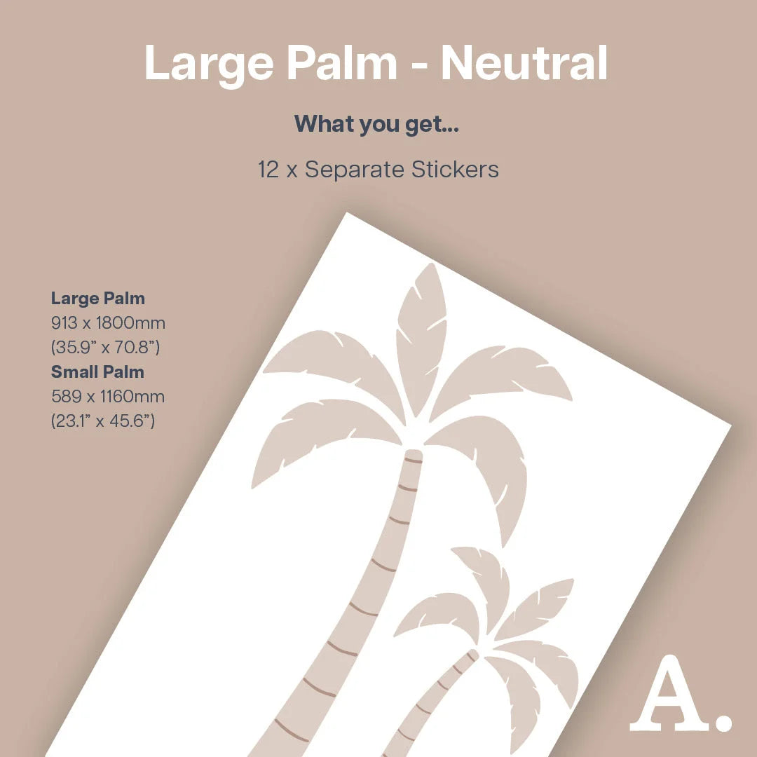 Neutral Palm Tree Wall Decal - Large - Decals - Florals