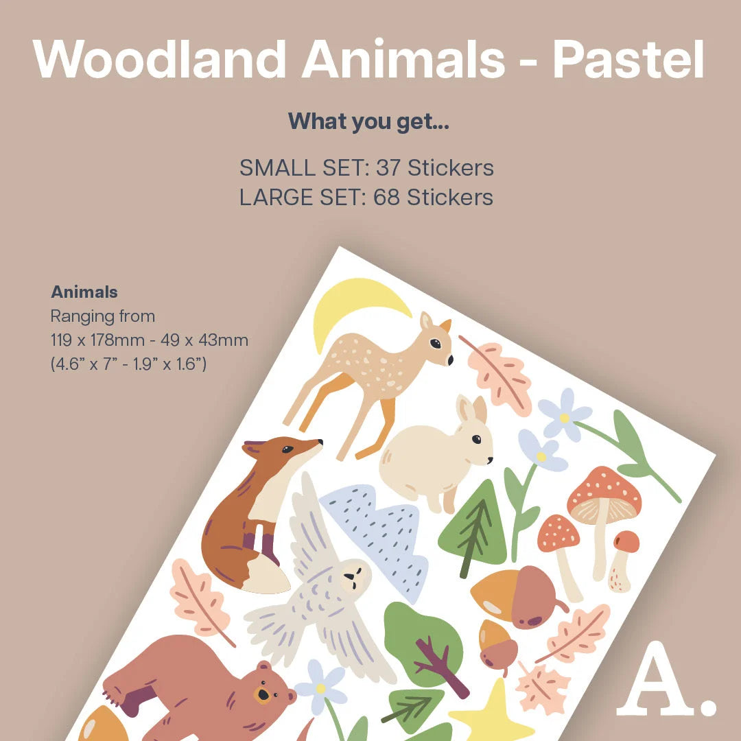 Pastel Woodland Animal Wall Decals - Decals - Animals