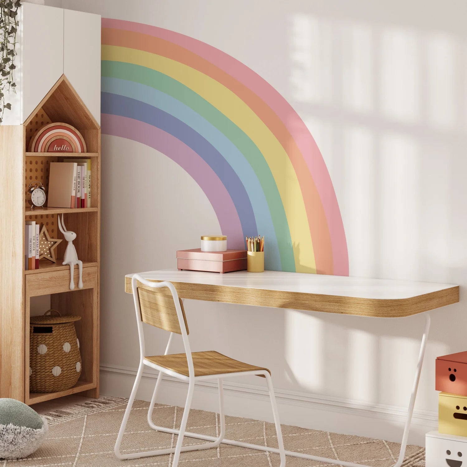 Rainbow Half Wall Decal - Decals - Rainbow Sun Clouds