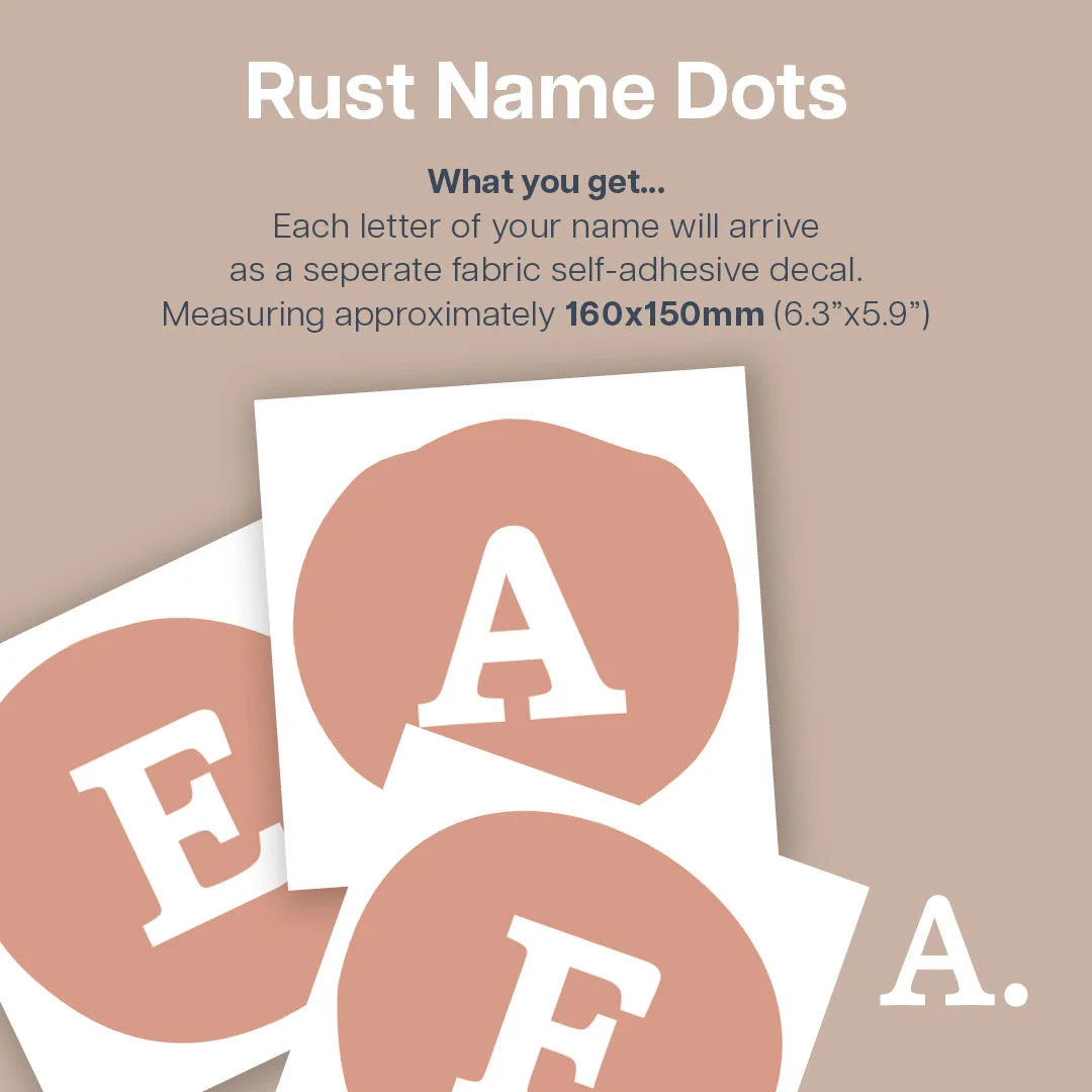 Rust Personalised Name Dot Decals - Decals - Name Dots